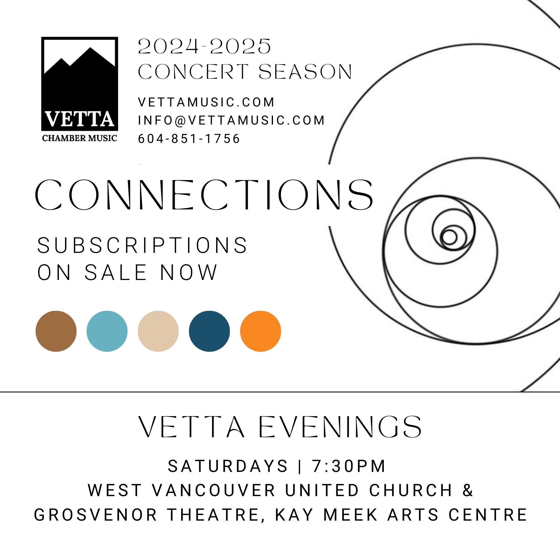 2025 Vetta Saturday Evenings - a 3-concert Season Subscription beginning on Saturday January 25th, 2025